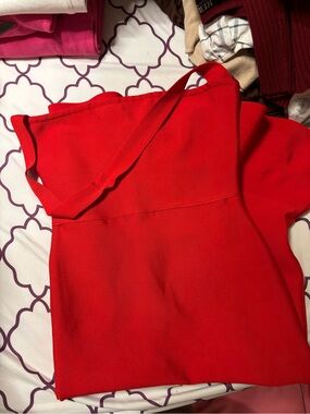 Fashion Nova Red One-Shoulder Midi Dress